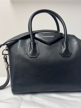Givenchy Black Leather Atigonia Structured Top-Handle Satchel With Strap